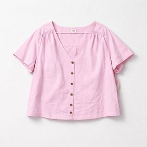 A.n.a. pink button front cotton short sleeve blouse size 2x NWT
